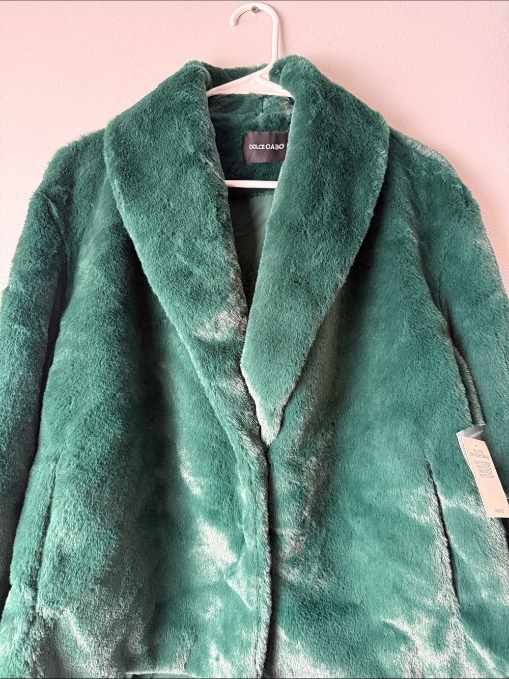 Dolce Cabo Forest Green Faux Fur Teddy Jacket. Beautiful no flaws - Picture 2 of 11